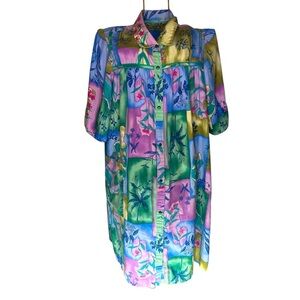 Vintage Intimate Appeal Snap Robe Patio House Dress Cottagecore Floral Duster M